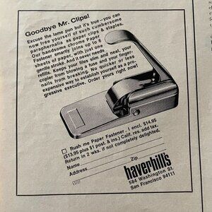 1971 Haverhills Paper Fastener Partial Page Print Ad Vintage San Francisco u